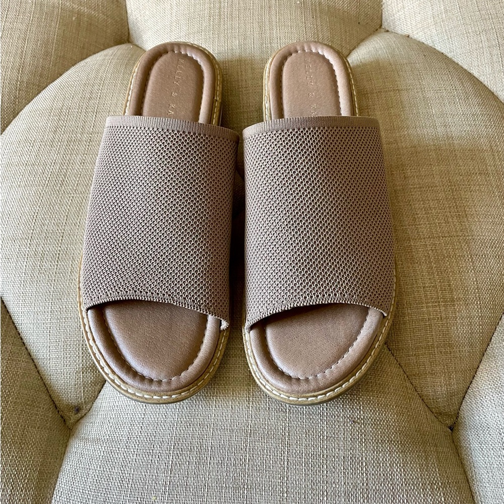 Kelly & Katie Tan Mules with Pebbled Finish